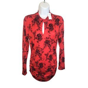Lane Bryant Red Black Tunic Blouse Shirt Size 10 / 12